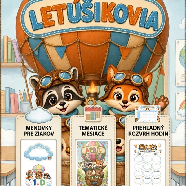 Výzdoba triedy LETÚŠIKOVIA (menovky, pravidlá, označenia, rozvrh hodín, nápis vitajte,...) 1