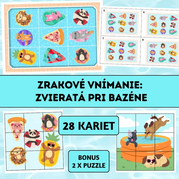 Zrakové vnímanie: Zvieratá pri bazéne 1