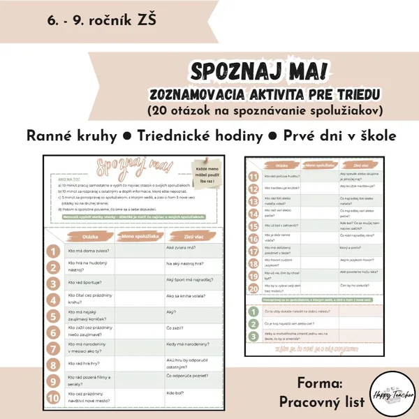 Spoznaj ma! – zoznamovacia aktivita pre triedu 1