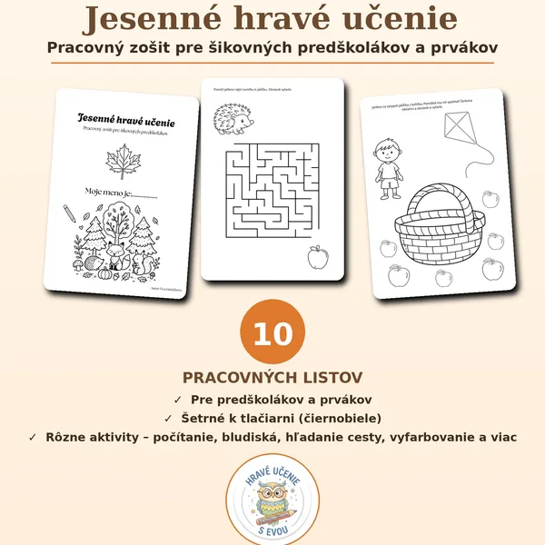 Jesenné hravé učenie – Pracovný zošit pre predškolákov 1