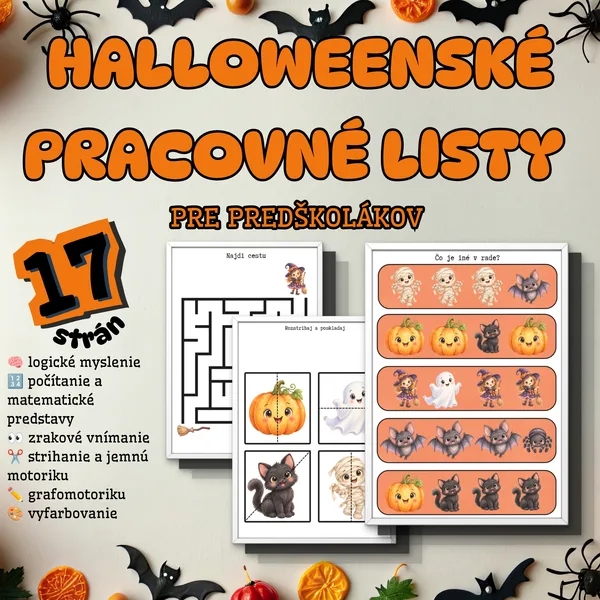 Halloweenské pracovné listy – pre predškolákov 1