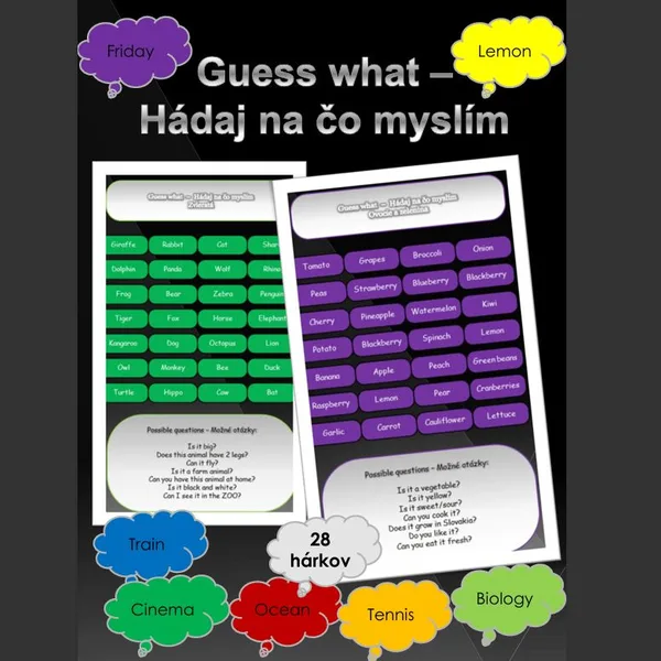 Guess what / Hádaj na čo myslím - 26 listov - Tvorenie otázok 1