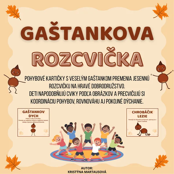 Gaštankova jesenná rozcvička - Pohybové kartičky pre deti 🍂🌰 1