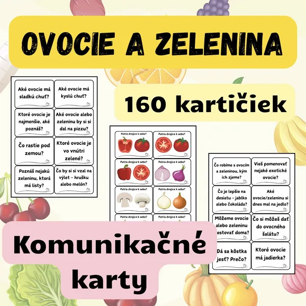 OVOCIE A ZELENINA - Komunikačné kartičky 1