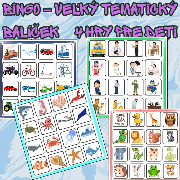 🎲 BINGO – VEĽKÝ TEMATICKÝ BALÍČEK | 4 HRY PRE DETI 1