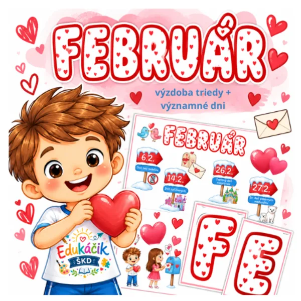 ❤️ FEBRUÁR – výzdobný materiál do triedy a ŠKD 1
