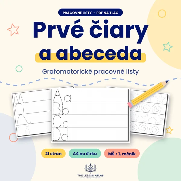 Grafomotorický zošit – Prvé čiary a abeceda – grafomotorické pracovné listy 1