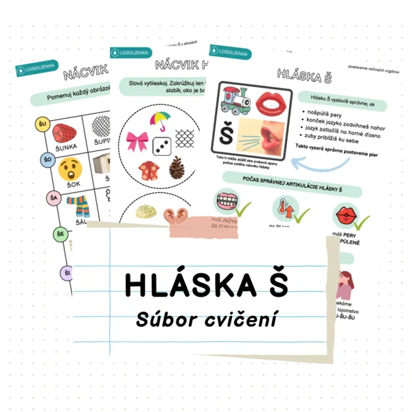 Hláska Š súbor cvičení | Sykavky | Pracovné listy | Logopédia 1