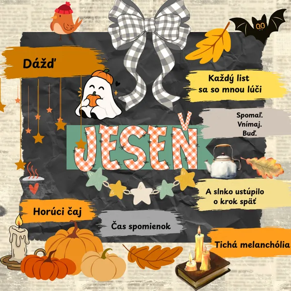 Jeseň vo vintage štýle - nástenka/ komunikačné kartičky 1