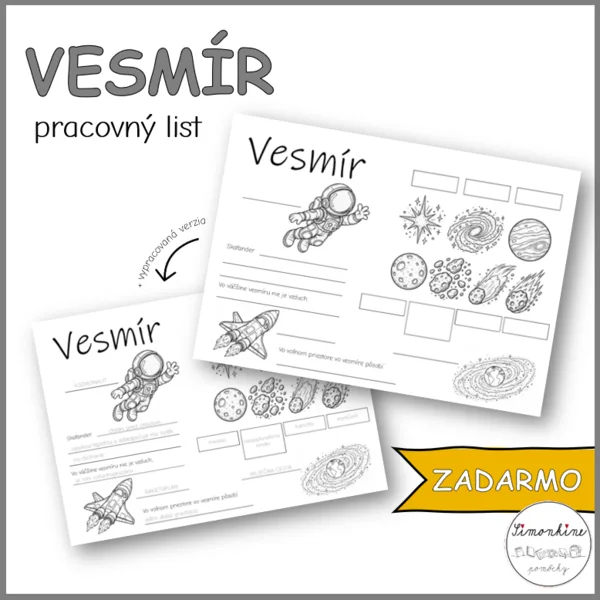 Vesmír - pracovný list 1