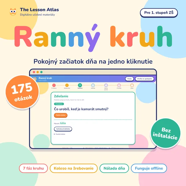 Interaktívny Ranný kruh pre 1. stupeň ZŠ | Otázky, aktivity, žrebovanie a graf nálad 1