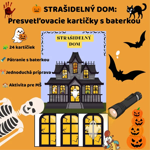 Strašidelný dom: Presvetľovacie kartičky s baterkou 1