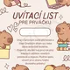 Roztomilý uvítací list pre prváka a prváčku s motívom kapybary 2
