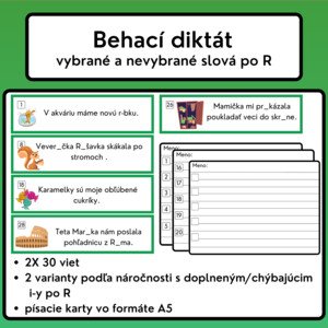 Behací diktát - vybrané a nevybrané slová po R