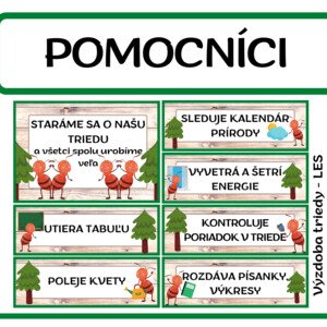 POMOCNÍCI V TRIEDE výzdoba triedy v téme LES