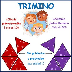 TRIMINO + a - jednociferných čísel do 100, s prechodom