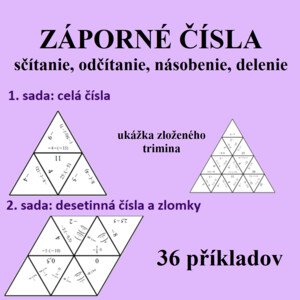 Trimino – záporné čísla (základné početné operácie) – 2 sady 