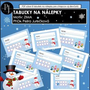 Tabuľky na nálepky motív ZIMA