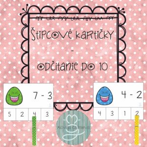 Štipcové kartičky - odčítanie do 10
