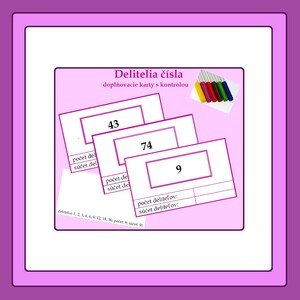 Delitelia čísla - doplňovacie karty s kontrolou	