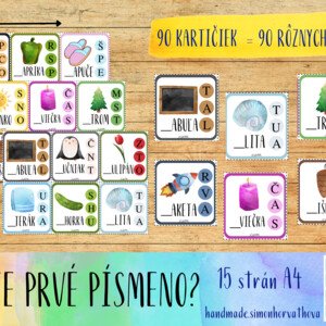 Aké je prvé písmeno? Veľké písmo, Abeceda, Slová, Čítanie, Písanie