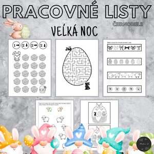 Veľká noc, čiernobiele pracovné listy