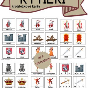 Trojzložkové montessori karty Rytieri