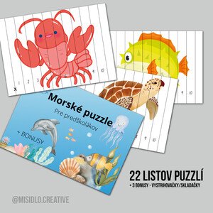 PUZZLE s témou mora (zvieratá, ryby, loď,...)