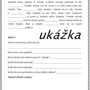 Čítanie s porozumením, dopĺňanie slov do textu