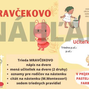 Mravčekovo - materiály do triedy MŠ (nástenka, dvere, pravidlá)