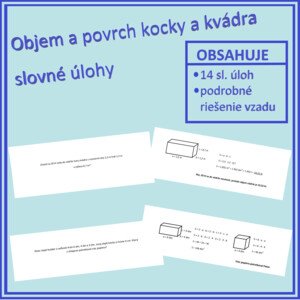 Objem a povrch kocky a kvádra - slovné úlohy