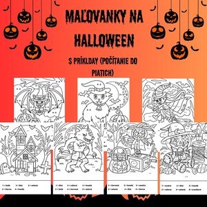 Maľovanky na Halloween s príkladmi (počítanie do piatich)