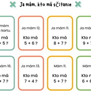Ja mám, kto má sčítanie do 20.