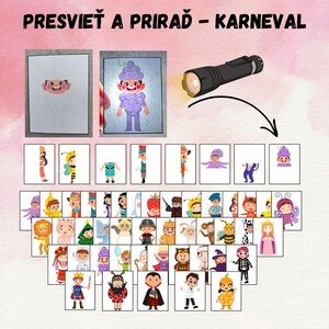 presvieť baterkou a priraď - KARNEVAL, Fašiangy