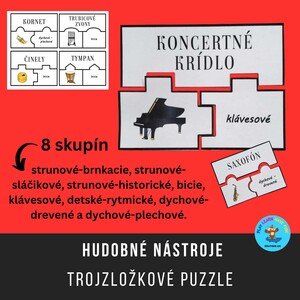 Hudobné nástroje - trojzložkové puzzle
