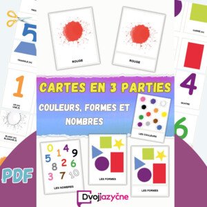 Cartes en 3 parties: Couleurs, formes et nombres