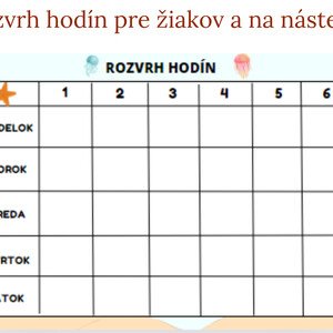 Obrázkový rozvrh hodín pre žiakov a na nástenku - MORSKÝ SVET