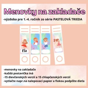 Menovky na zakladače (pastelové)