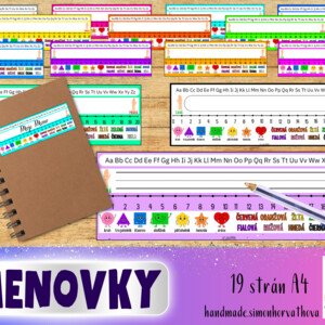 Farebné menovky, školské potreby, škola, farby