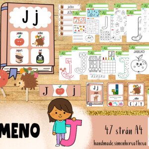 Písmeno J, Aktivity s písmenami, pracovné listy, Abeceda