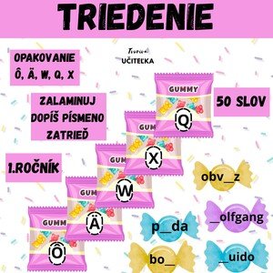 Cukríkové triedenie q, w, x, ô, ä
