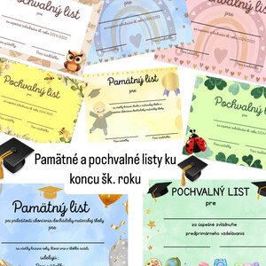 Pamätné a pochvalné listy ku koncu šk. roku č. 2 - 2024/2025