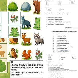 učebný materiál pre hodinu angličtiny "FOREST ANIMALS"
