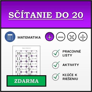 Ukážkový materiál | Sčítanie do 20 | Pracovný list, domino, trimino, pexeso a tetromino | Zadarmo