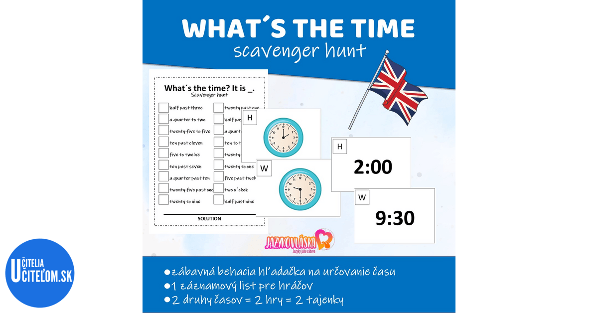 What´s the time scavenger hunt - Anglický jazyk | UčiteliaUčiteľom.sk