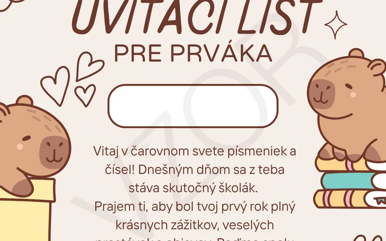 Uvítacie listy 1. ročník