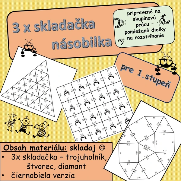 3x skladačka násobenie