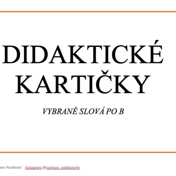 Vybrané slová po B + slovné druhy_didaktické kartičky