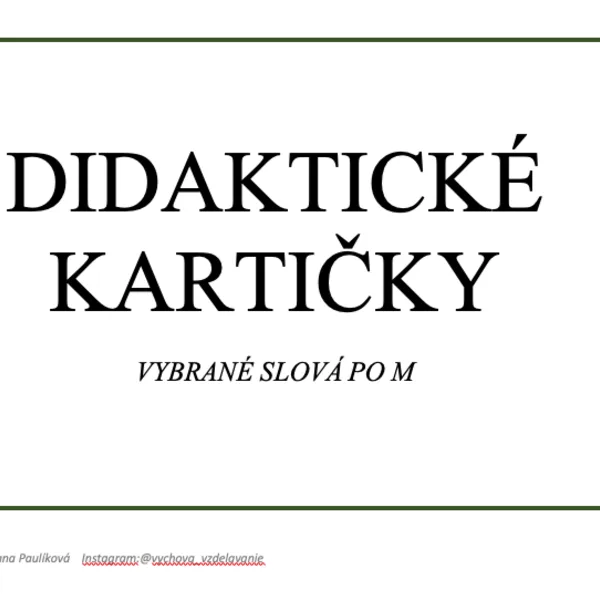 Vybrané slová po M + slovné druhy_didaktické kartičky