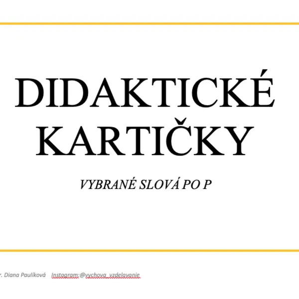 Vybrané slová po P + slovné druhy_didaktické kartičky